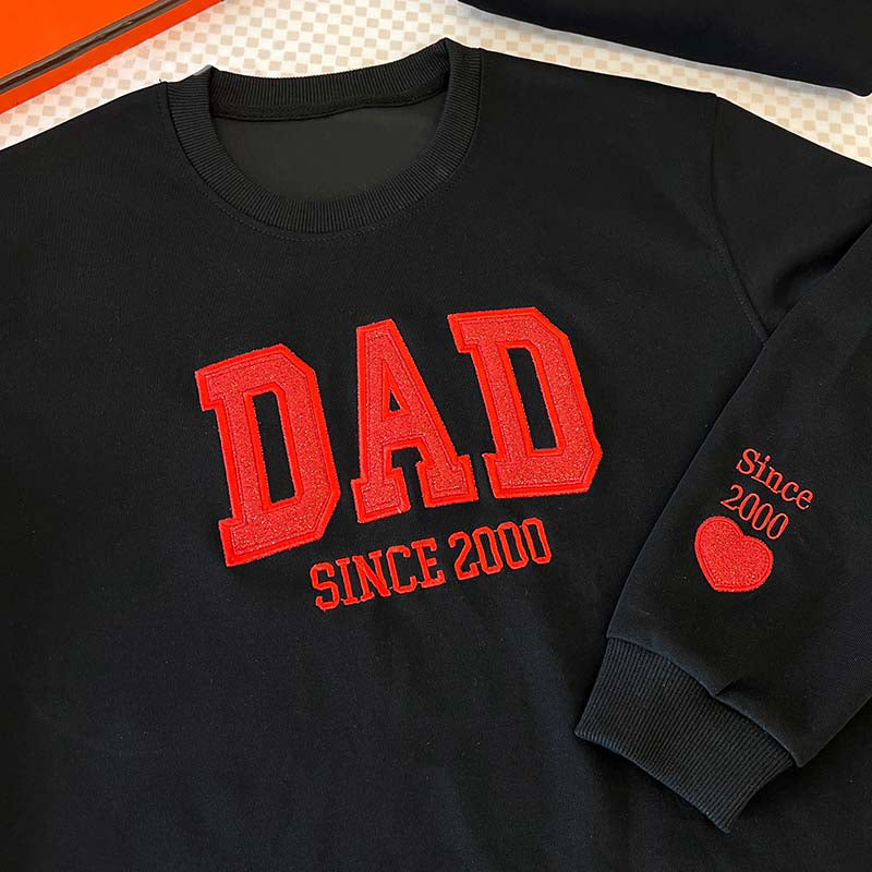 Custom Embroidered Glitter Vinyl DAD Sweatshirt-Gift For Dad & Grandpa HCMD0117