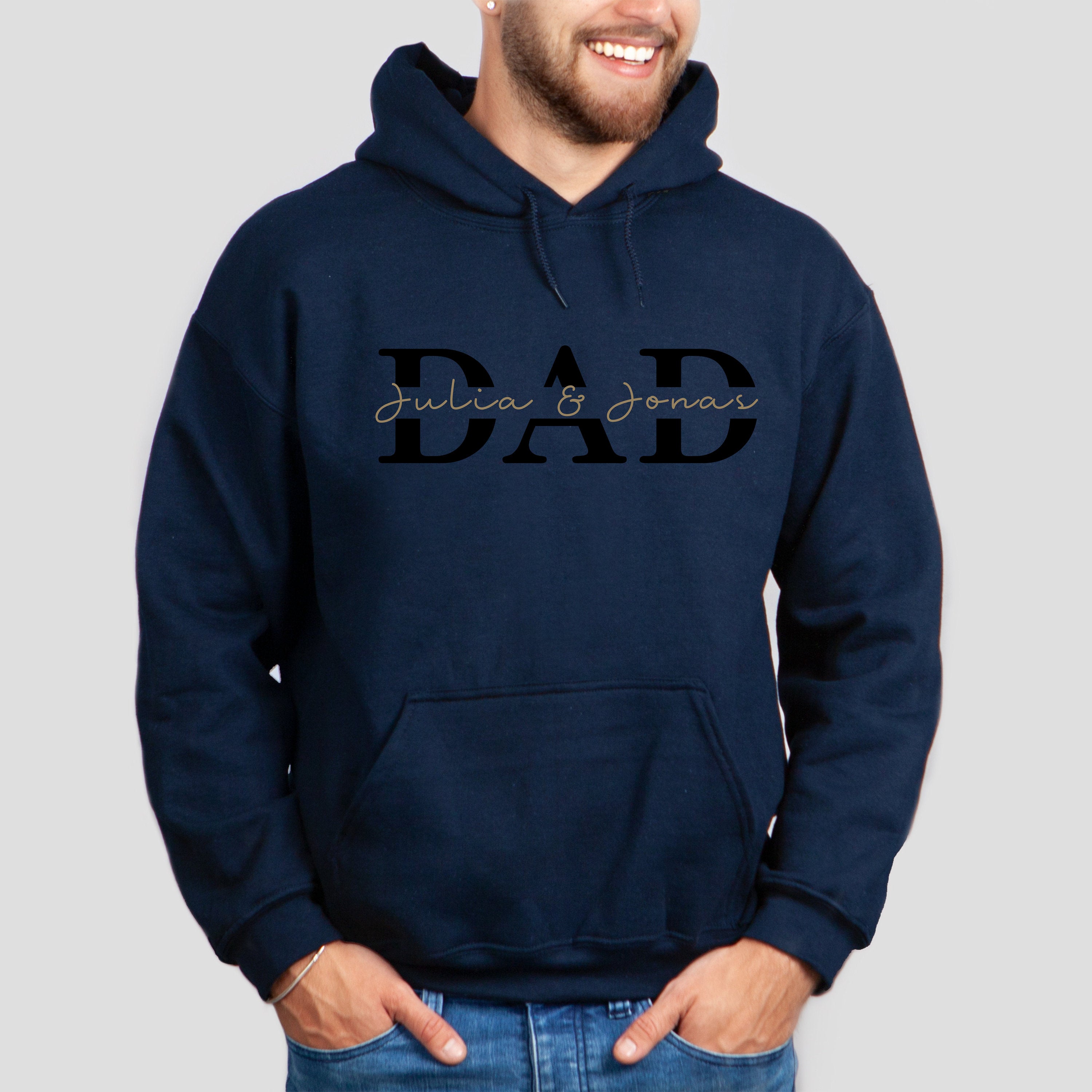 Papa Hoodie Personalisiert, Vater T-Shirt Geschenk Cool Dad Druck Stickerei Sweatshirt HCMD0124