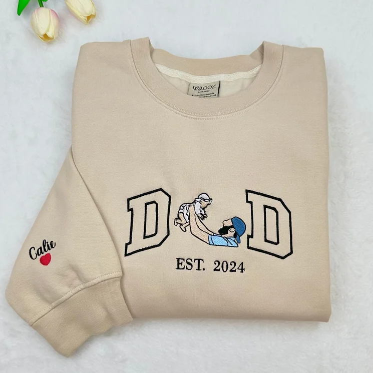 Custom Photo Embroidered Sweatshirt for DAD Father's Day Gift HCMD0125