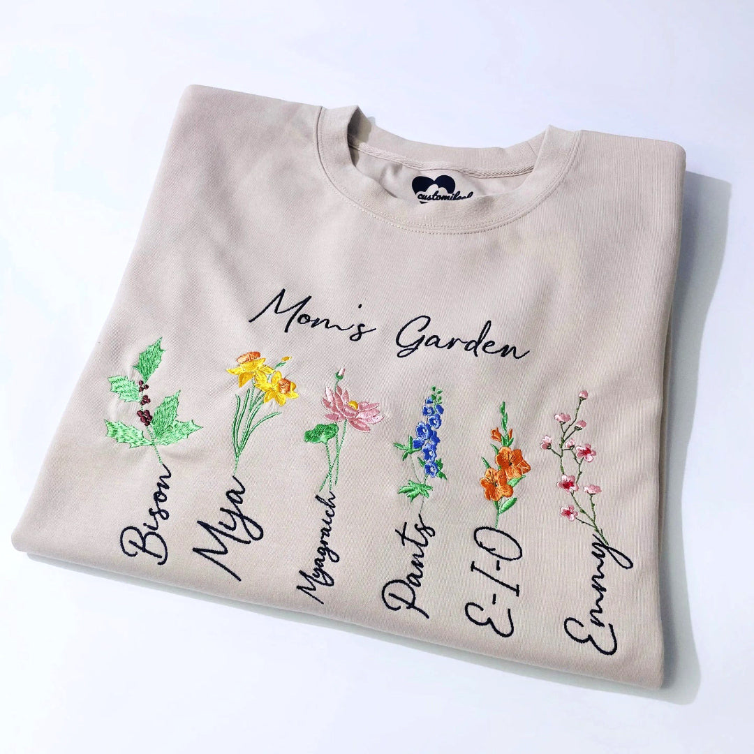 Custom Mom's Grandma's Mama's Garden Birth Flower Sweatshirt with Kid's Names HCMD35