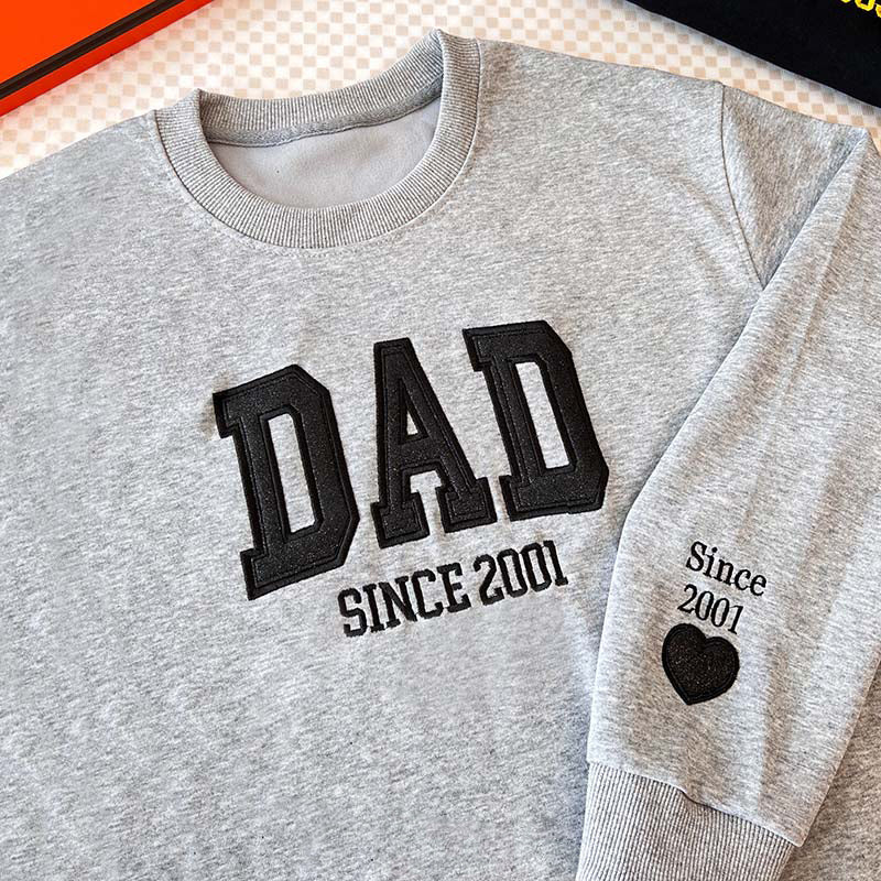 Custom Embroidered Glitter Vinyl DAD Sweatshirt-Gift For Dad & Grandpa HCMD0117