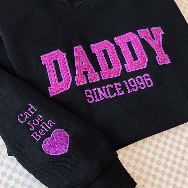 Custom Embroidered Glitter Vinyl DAD Sweatshirt-Gift For Dad & Grandpa HCMD0117