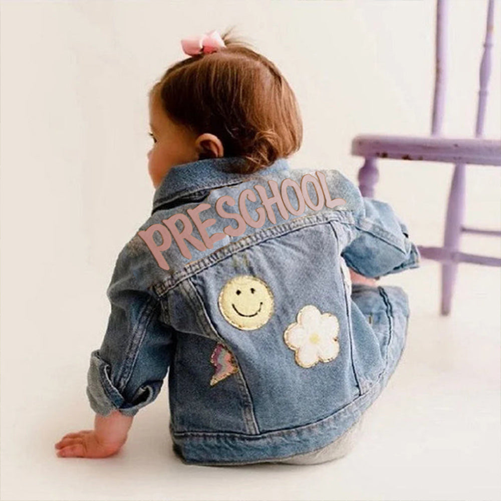 Personalized Kids Denim Patch Jacket Back to School Gift HCMD0141