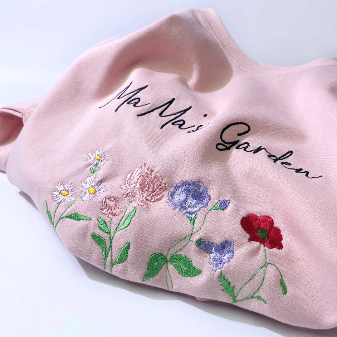 Custom Mom's Grandma's Mama's Garden Birth Flower Sweatshirt with Kid's Names HCMD35