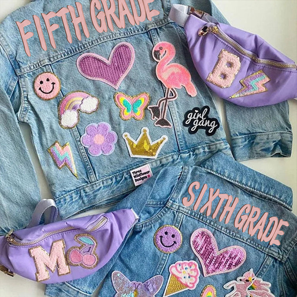 Personalized Kids Denim Patch Jacket Back to School Gift HCMD0140