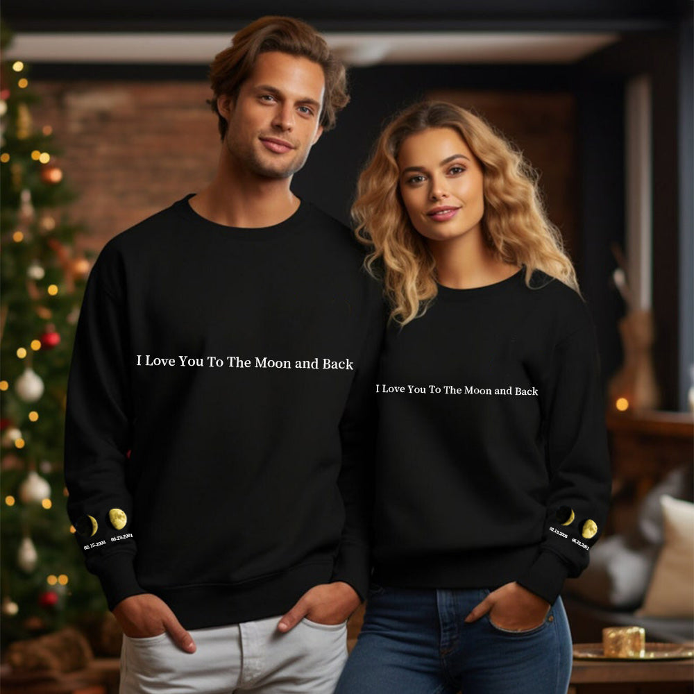 Personalized Moon Phase Sweatshirt Couple Gift Valentine's Day Gift HCMD0277