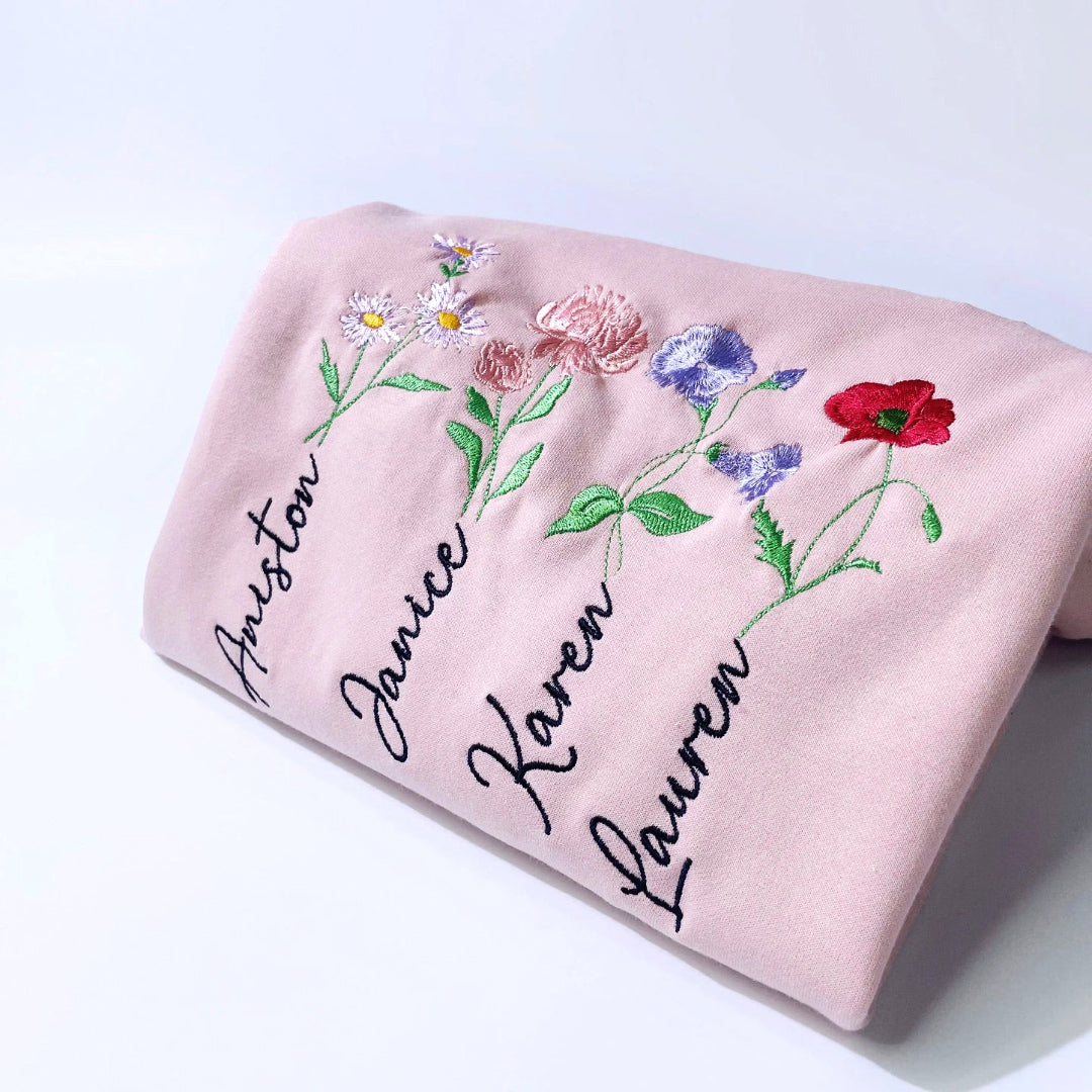 Custom Mom's Grandma's Mama's Garden Birth Flower Sweatshirt with Kid's Names HCMD36