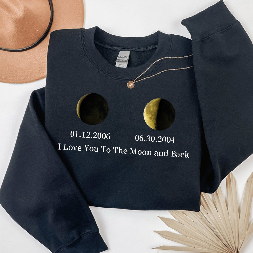 Personalized Moon Phase Sweatshirt Couple Gift Valentine's Day Gift HCMD0280