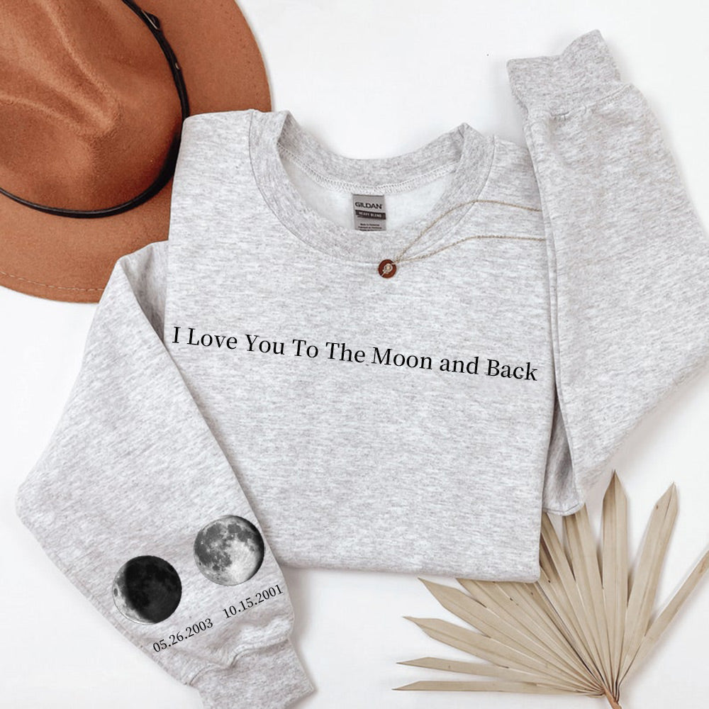 Personalized Moon Phase Sweatshirt Couple Gift Valentine's Day Gift HCMD0277