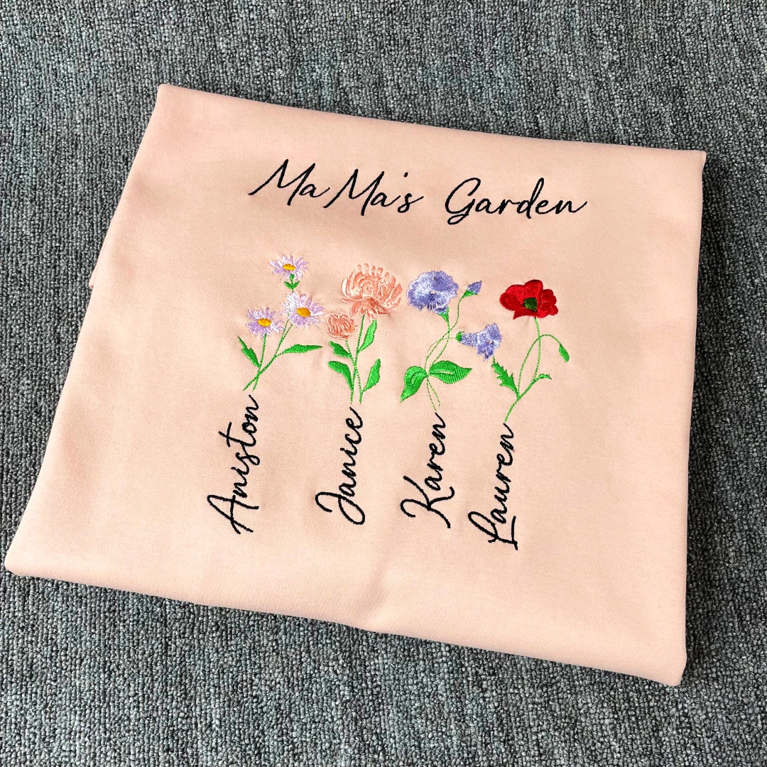 Custom Mom's Grandma's Mama's Garden Birth Flower Sweatshirt with Kid's Names HCMD36