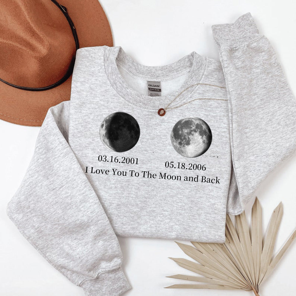 Personalized Moon Phase Sweatshirt Couple Gift Valentine's Day Gift HCMD0280