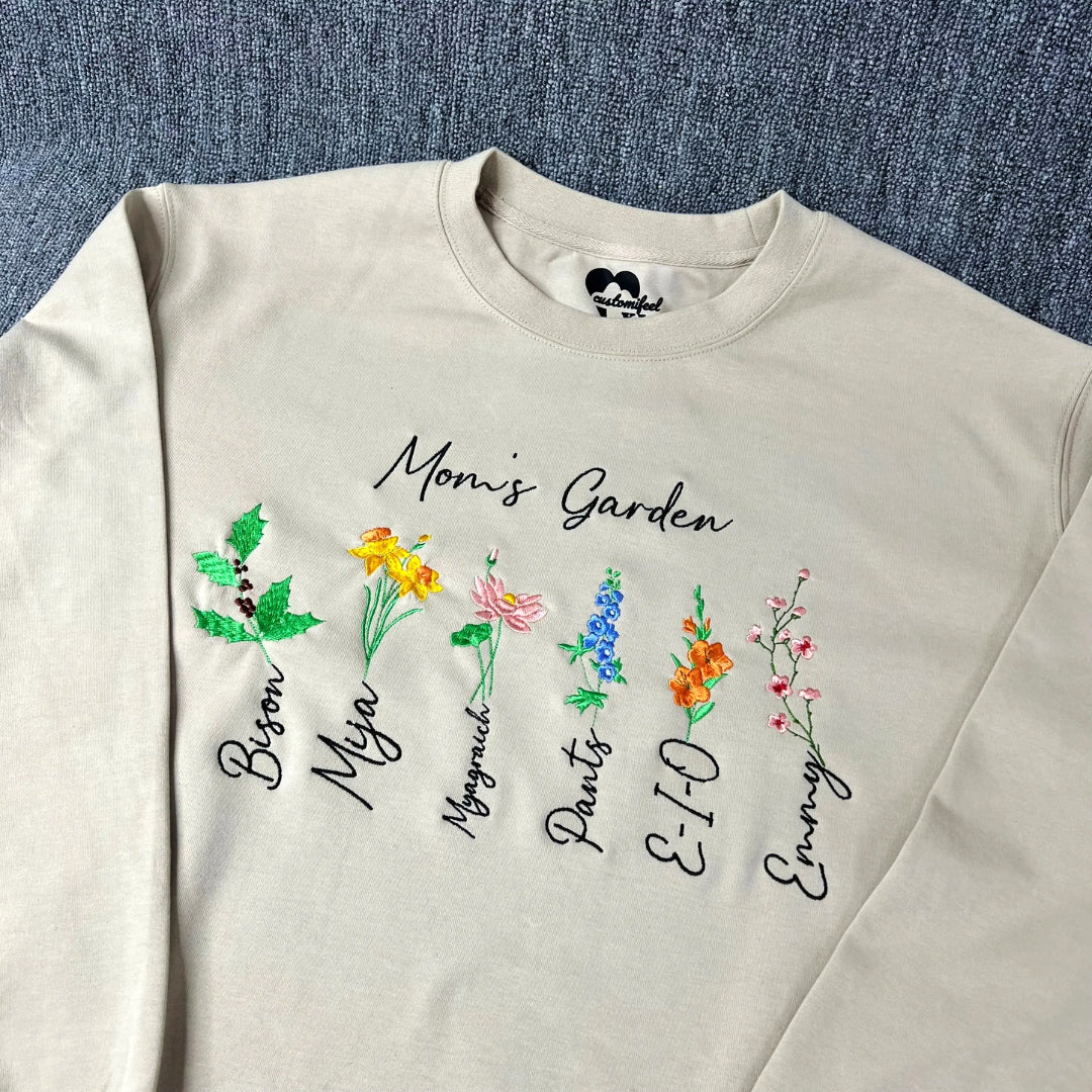 Custom Mom's Grandma's Mama's Garden Birth Flower Sweatshirt with Kid's Names HCMD35