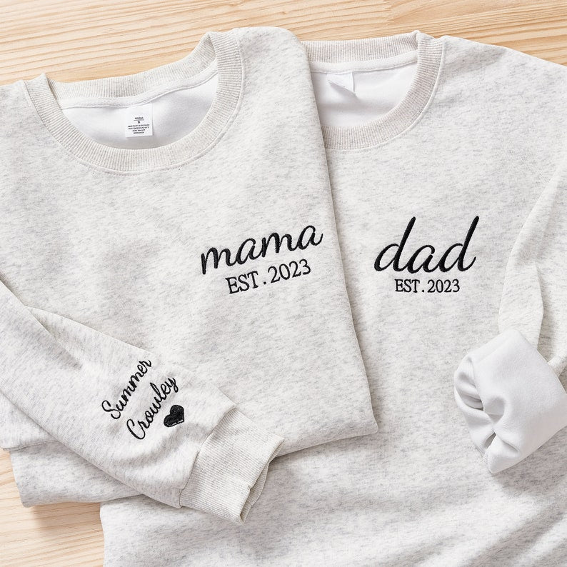 Dad Embroidered Sweatshirt Custom Dad Shirt With Kids Names HCMD0074