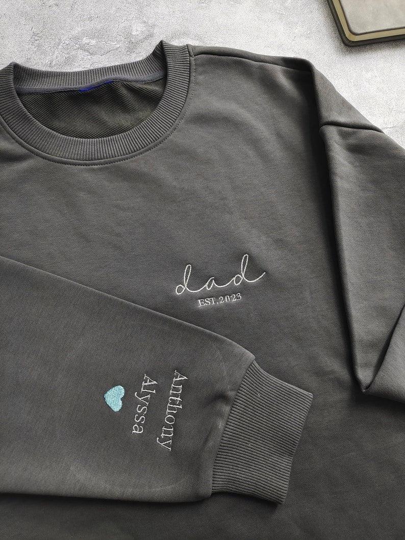 Dad Embroidered Sweatshirt Custom Dad Shirt With Kids Names HCMD0075