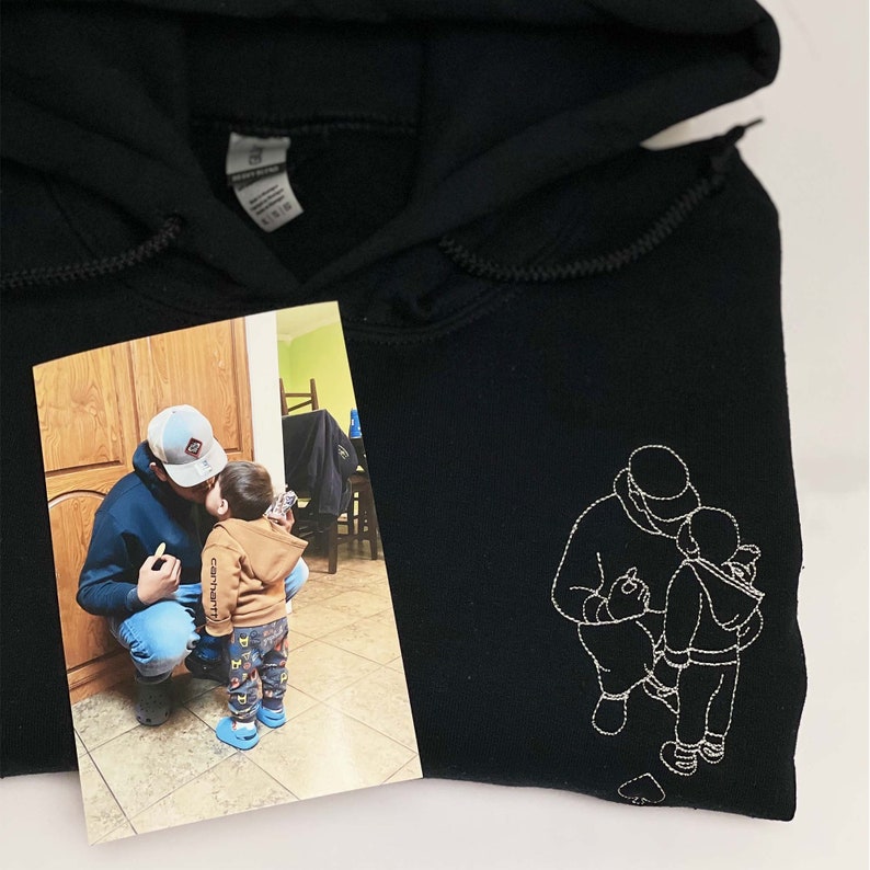 Portrait Photo Unique Gift for Dad Embroidered Hoodie HCMD0077
