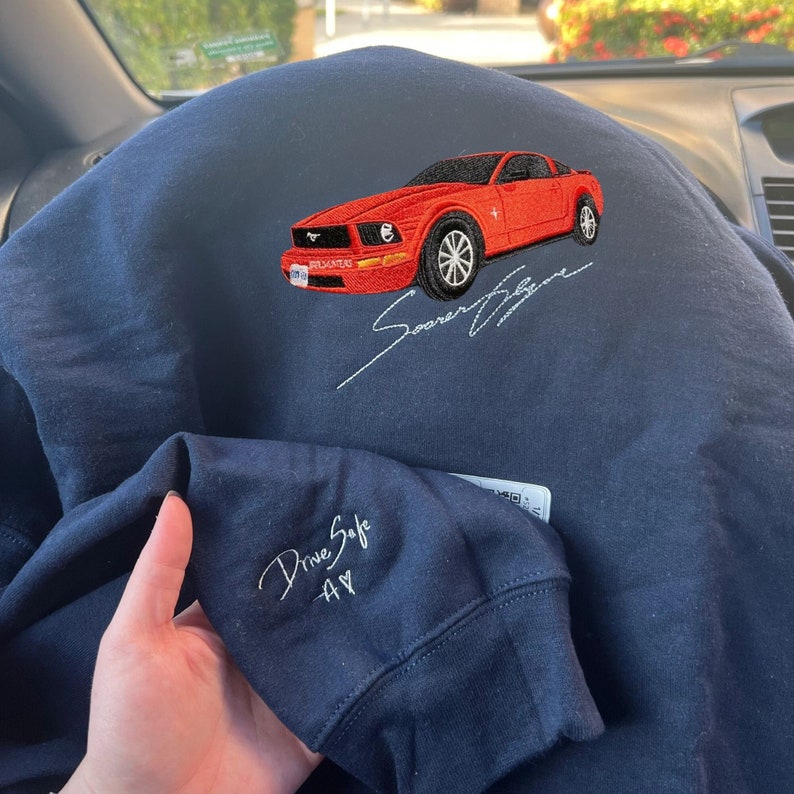 Custom Embroidered Car Sweatshirt Personalized Car Photo Embroidered Hoodie HCMD0080