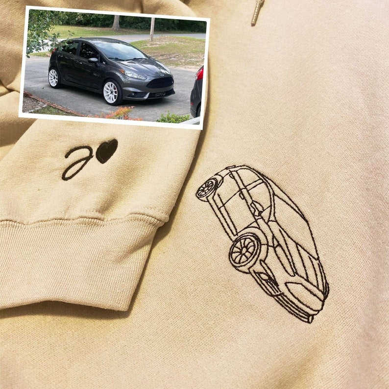 Custom Embroidered Car Outline Sweatshirt From Your Photo Father's Day Gift HCMD0081