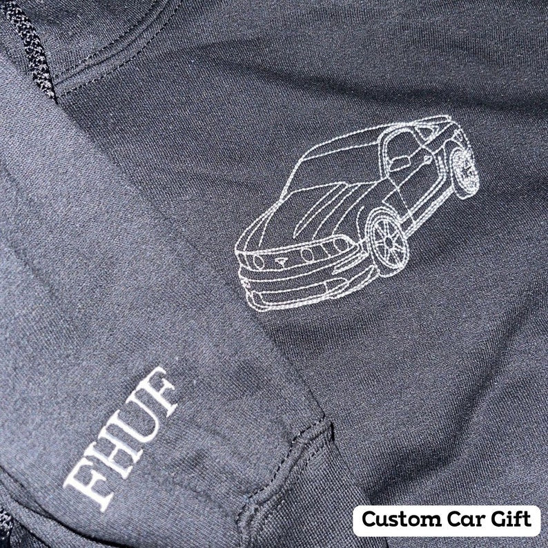 Custom Embroidered Car Outline Sweatshirt From Your Photo Father's Day Gift HCMD0081