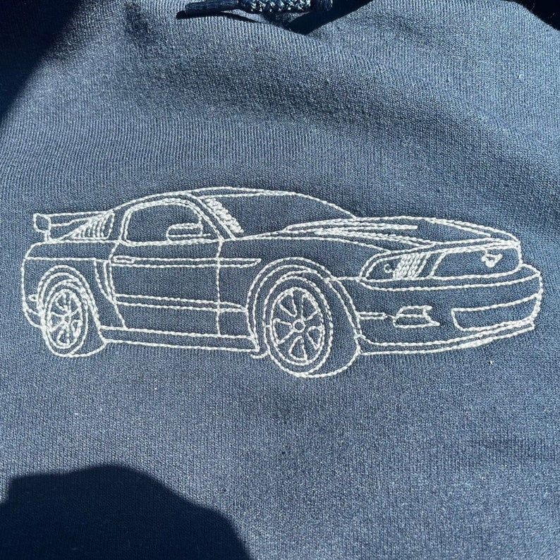 Custom Embroidered Car Outline Sweatshirt From Your Photo Father's Day Gift HCMD0081