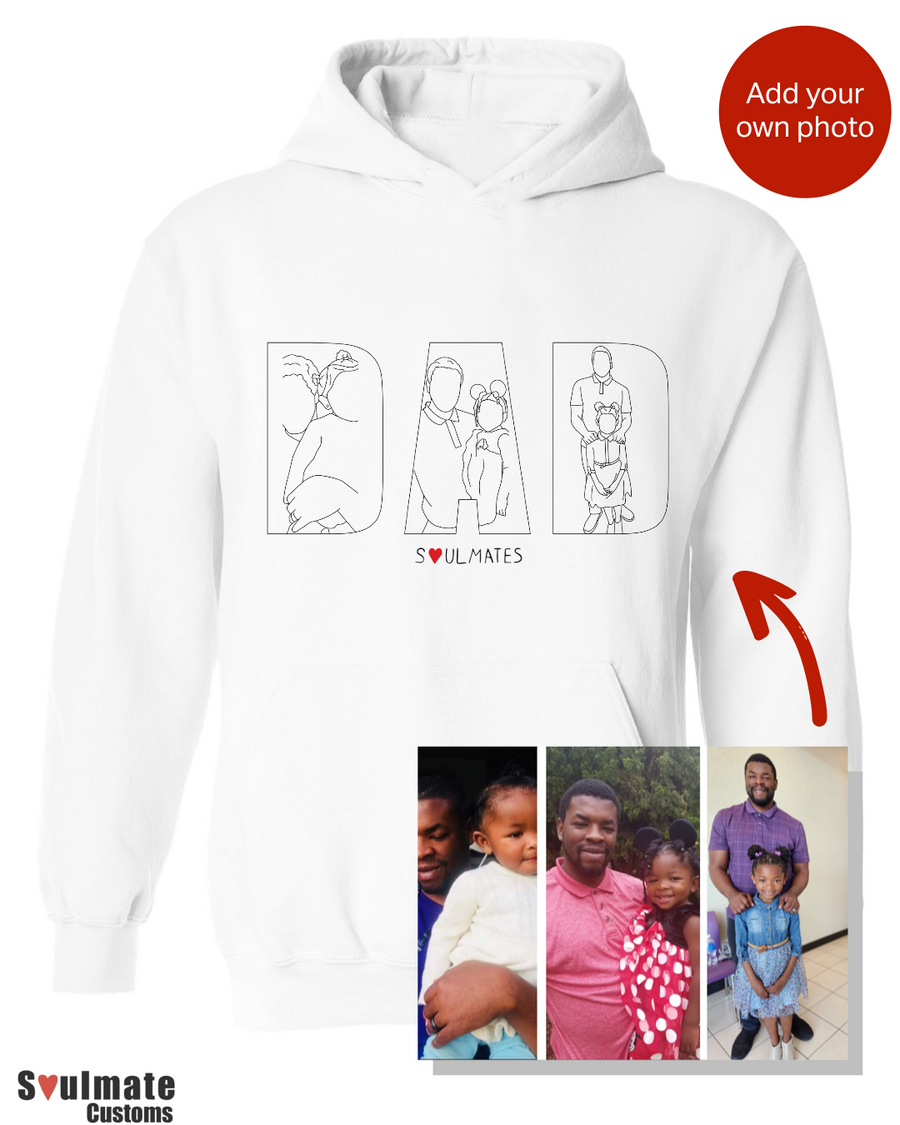 Embroidered Dad Hoodie with 3 Custom Photo Father's Day HCMD0082
