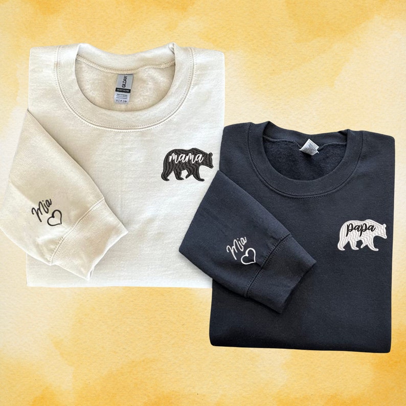 Custom Embroidered Papa Bear Sweatshirt Embroidered Papa With Kids Names HCMD0084