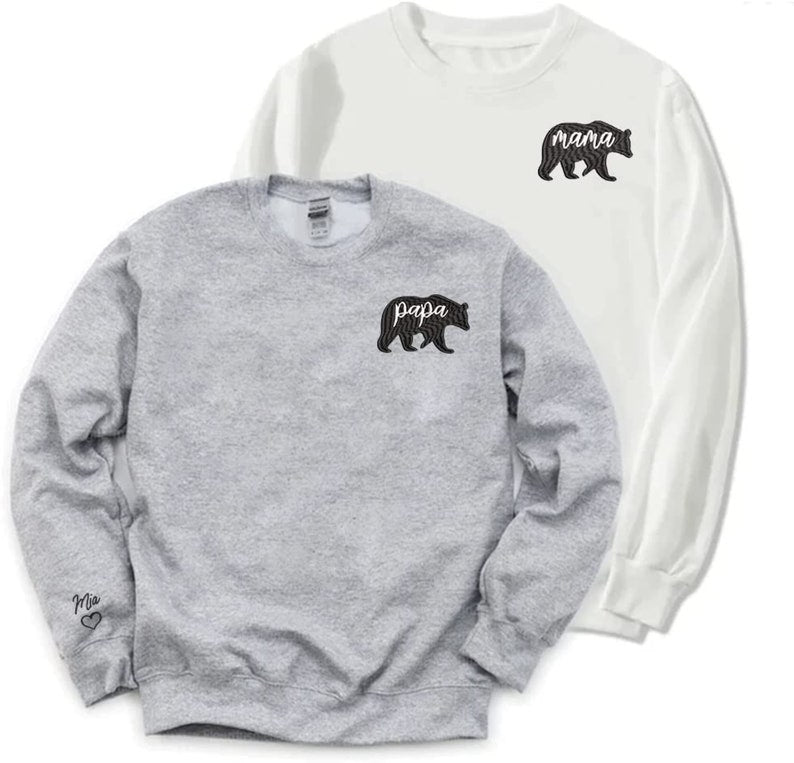 Custom Embroidered Papa Bear Sweatshirt Embroidered Papa With Kids Names HCMD0084