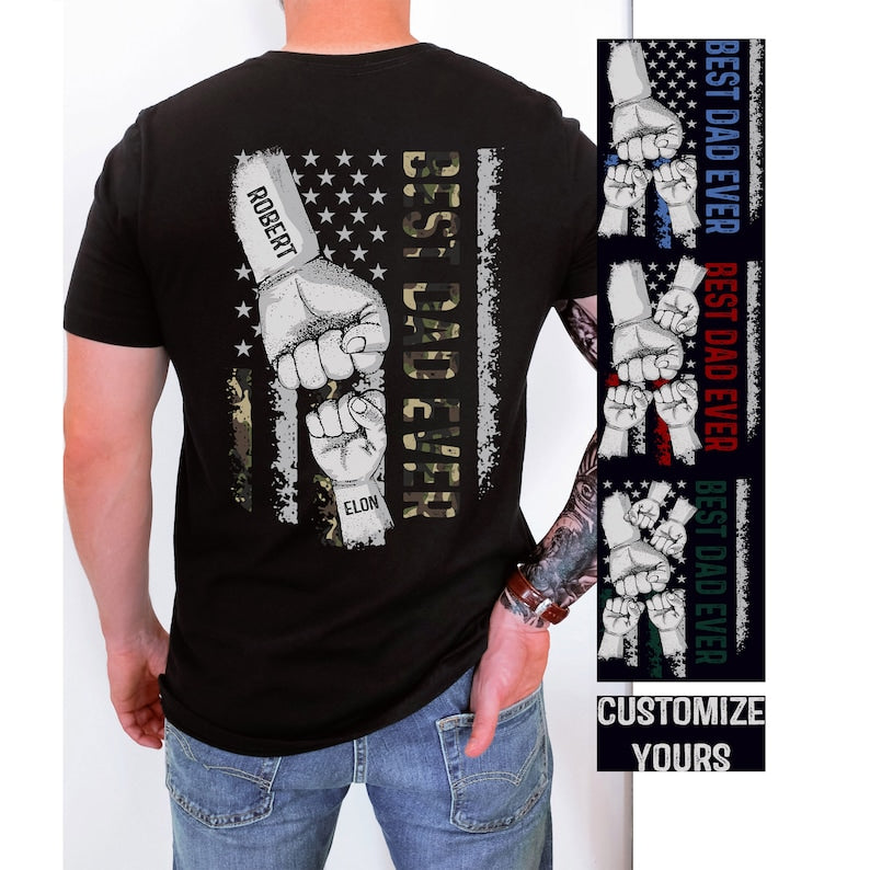 Personalized Dad Raised Fist Bump Shirt HCMD0089