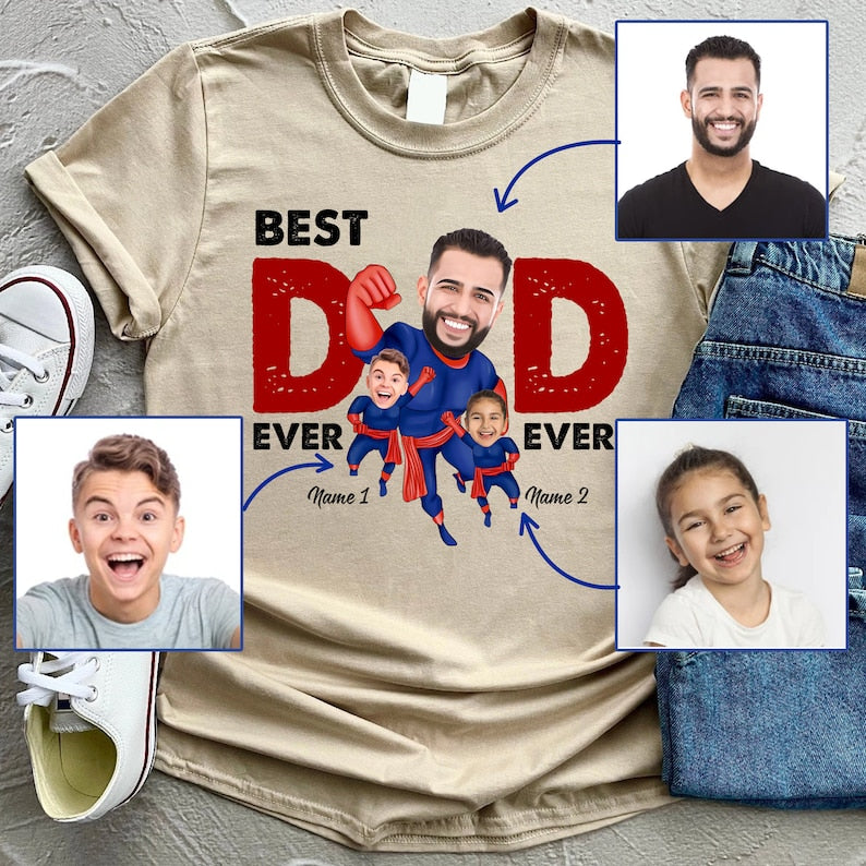 Personalized Photo Dad And Kids Face Shirt Funny Father Gift HCMD0092