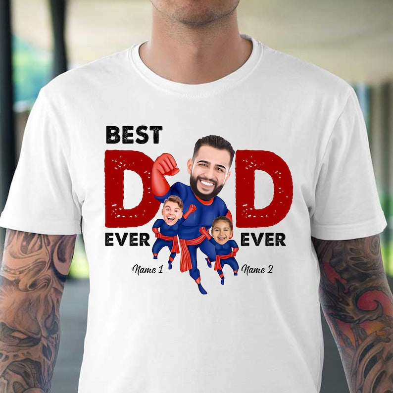 Personalized Photo Dad And Kids Face Shirt Funny Father Gift HCMD0092
