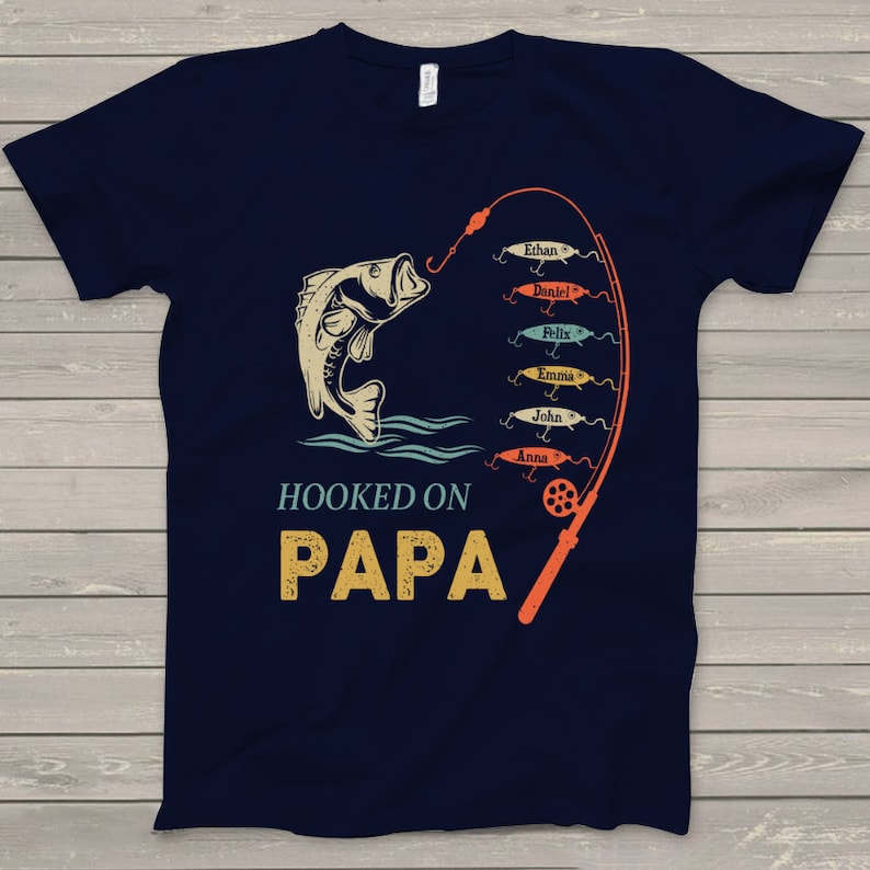 Personalized Reel Cool Papa Shirt Fishing Rod Custom Kid Names TShirt HCMD0097