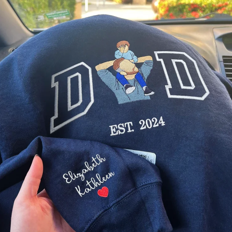 Custom Photo Embroidered Sweatshirt for DAD Father's Day Gift HCMD0125