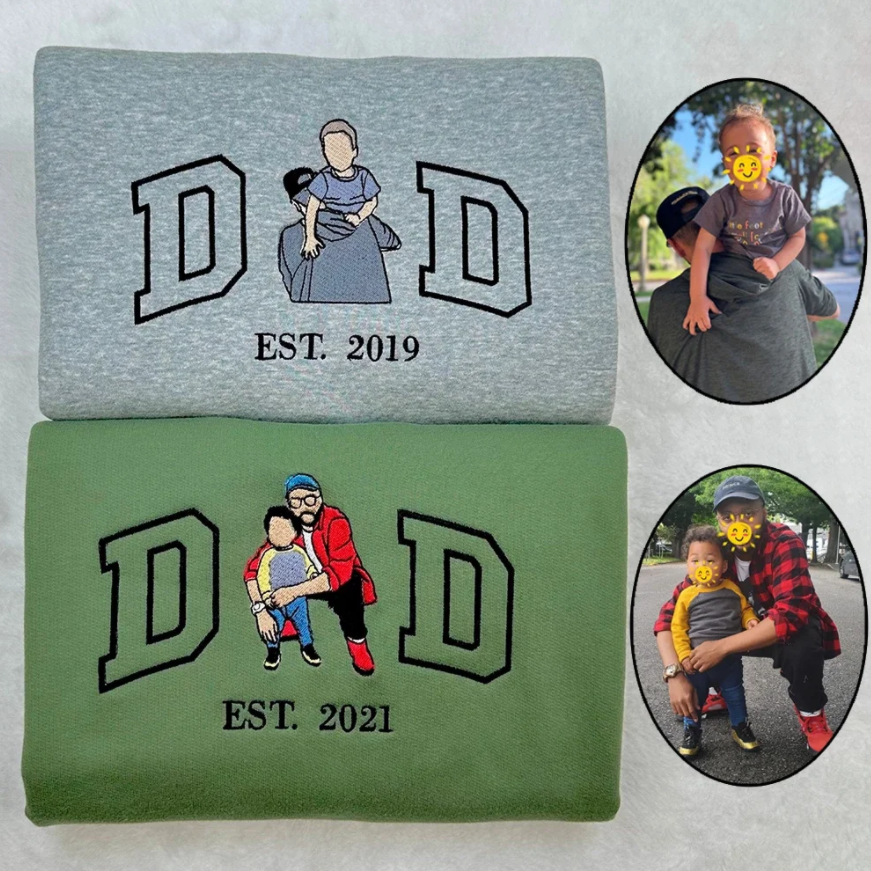 Custom Photo Embroidered Sweatshirt for DAD Father's Day Gift HCMD0125