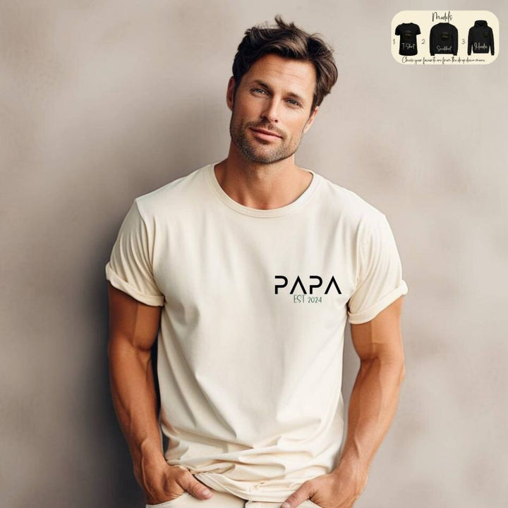 Personalized PAPA EST Sweatshirt Hoodie with Kid's Names On Sleeve Father's Day Gift HCMD0120