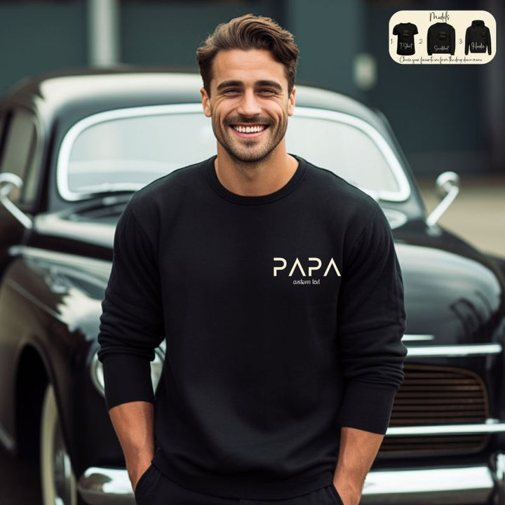 Personalized PAPA EST Sweatshirt Hoodie with Kid's Names On Sleeve Father's Day Gift HCMD0120