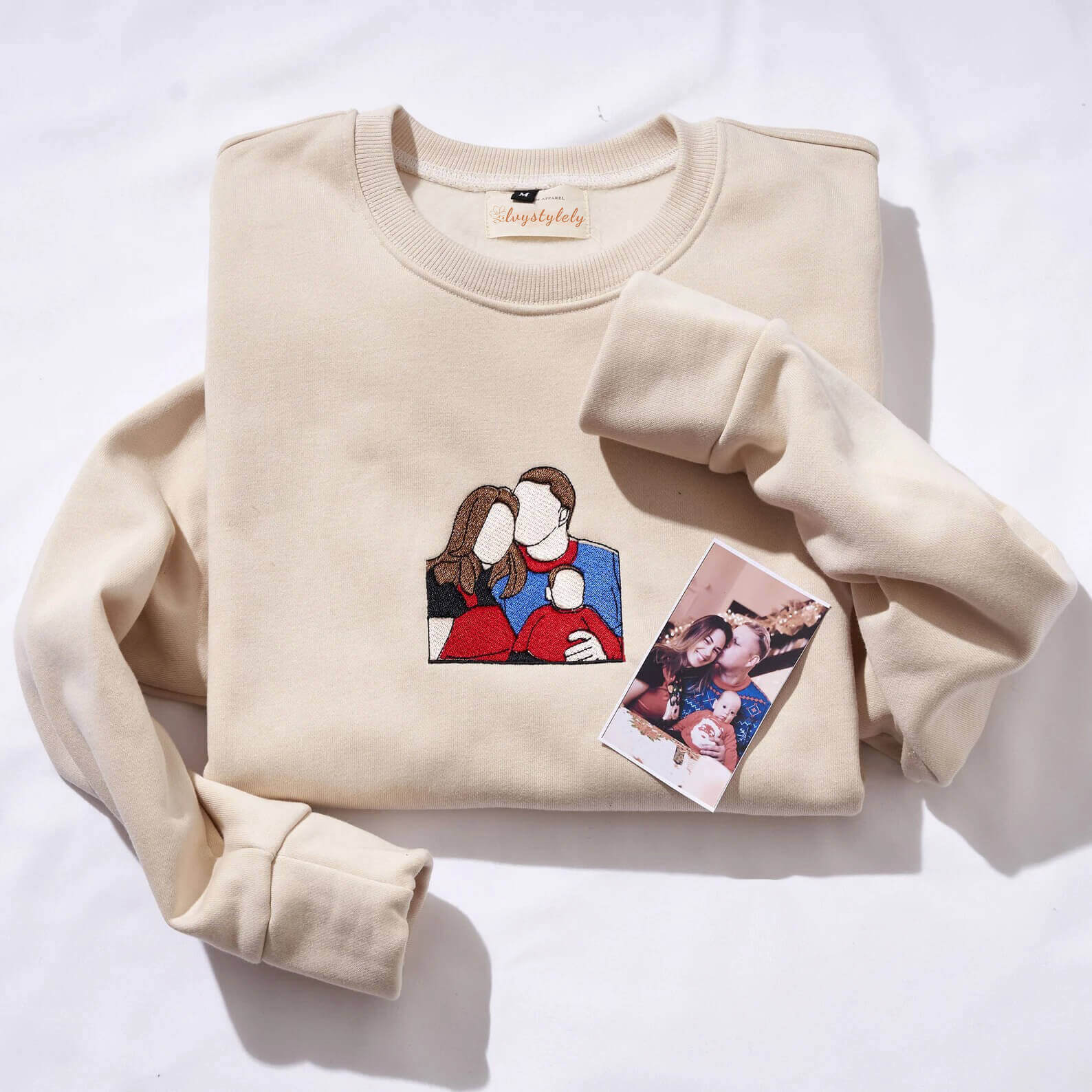Custom Embroidered Sweatshirt Portrait Father's Day Gift HCMD0119