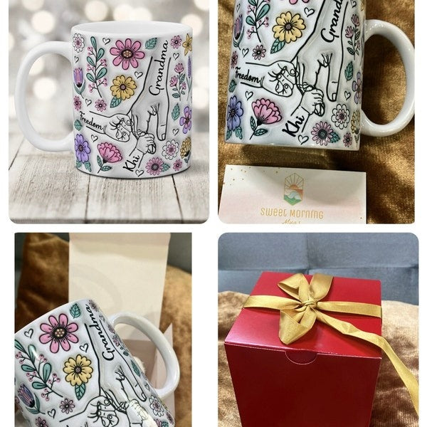 Mama's Holding Hands Hand Mug Personalized Holding Nana's Hand Mug for Mother's Day HCMD0284