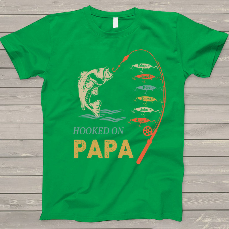 Personalized Reel Cool Papa Shirt Fishing Rod Custom Kid Names TShirt HCMD0097