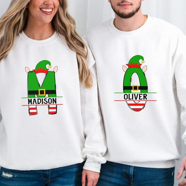 Custom Name Elf Family Matching Christmas Sweatshirts HCMD0244