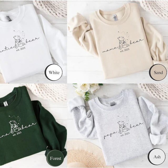 Custom Mama Bear Shirt with Kid Name on Sleeve,Mothers Day Gift