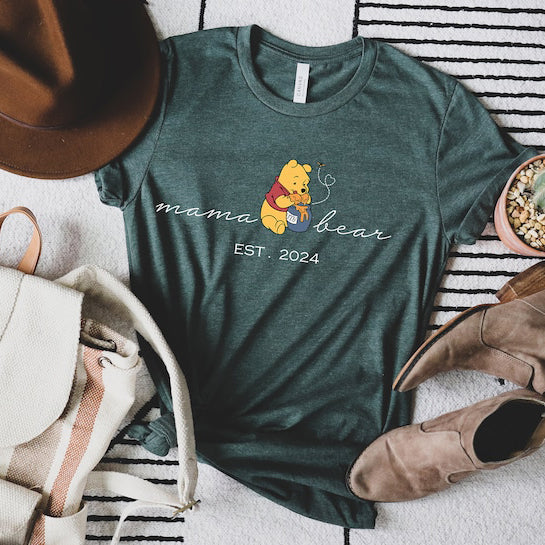 Custom Mama Bear Shirt with Kid Name on Sleeve,Mothers Day Gift