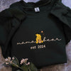 Custom Mama Bear Embroidered Sweatshirt with Kid Name on Sleeve,Mothers Day Gift