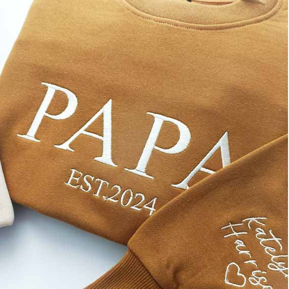 Personalised Dad Embroidered Sweatshirt with Name On Sleeve HCMD0118