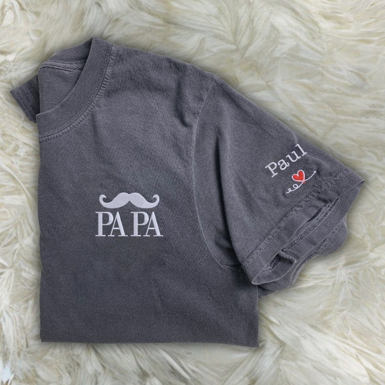 Custom Embroidered Sweatshirt For Dad Dad T-shirt with Kids Names Father's Day Gift HCMD0114