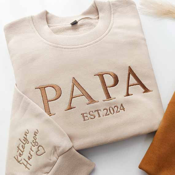 Personalised Dad Embroidered Sweatshirt with Name On Sleeve HCMD0118