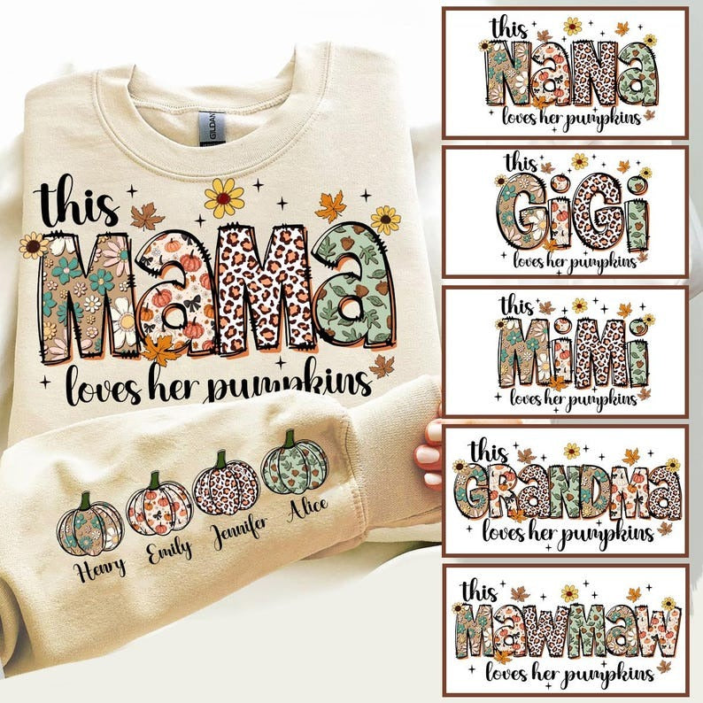 This Mama Loves Her Pumpkins Sweatshirt Personalized Thankful Mama Sweatshirt MIYO7181