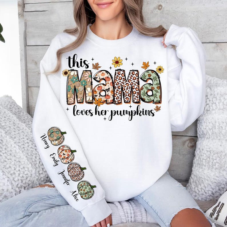 This Mama Loves Her Pumpkins Sweatshirt Personalized Thankful Mama Sweatshirt MIYO7181
