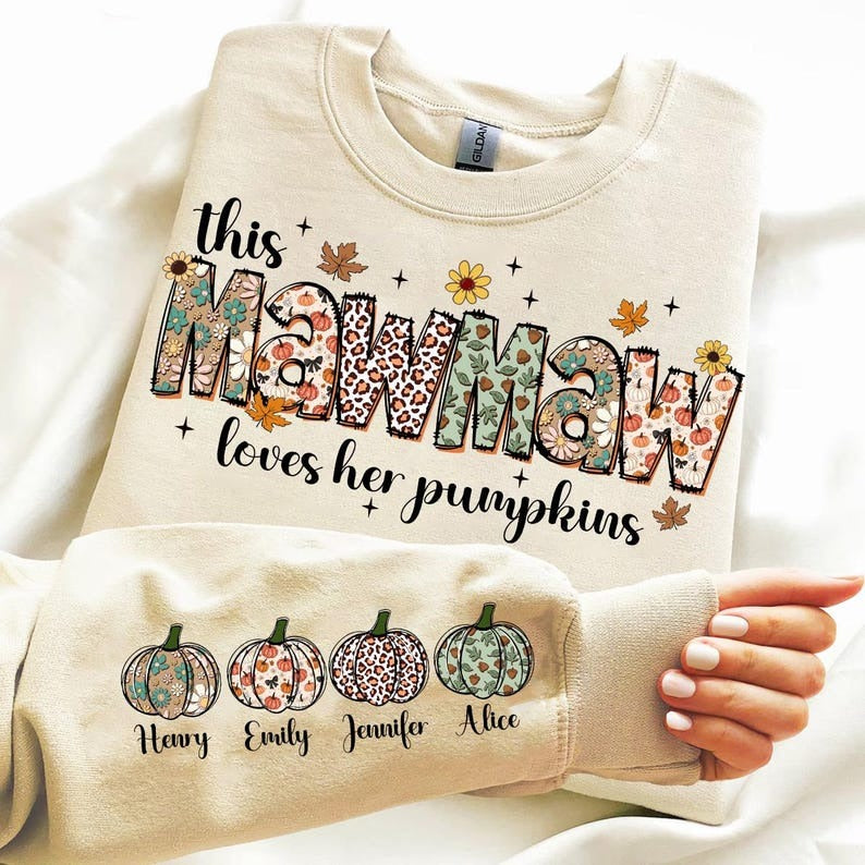 This Mama Loves Her Pumpkins Sweatshirt Personalized Thankful Mama Sweatshirt MIYO7181