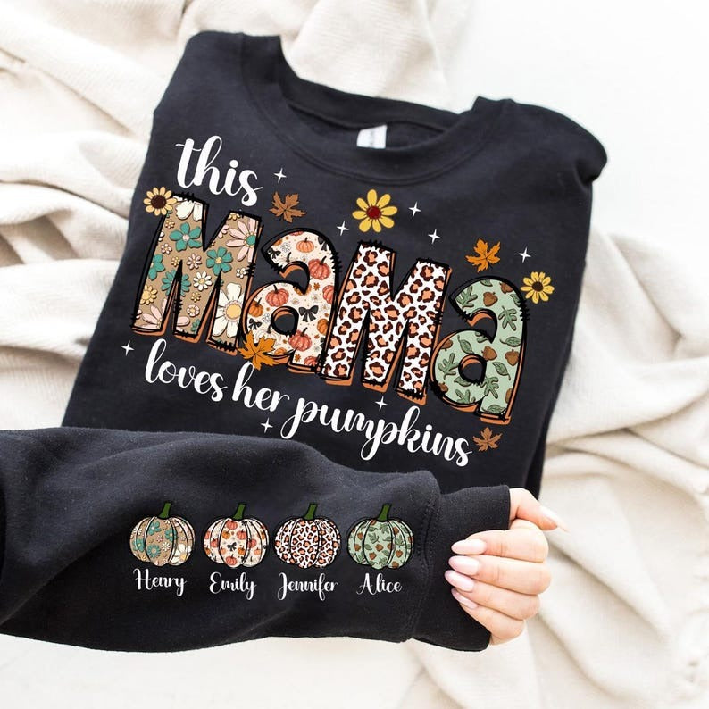 This Mama Loves Her Pumpkins Sweatshirt Personalized Thankful Mama Sweatshirt MIYO7181