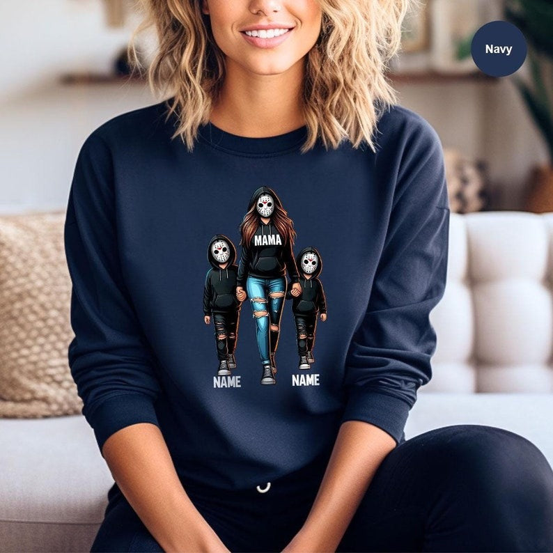 Halloween Horror Mama Custom Kids Name Sweatshirt HCMD0316