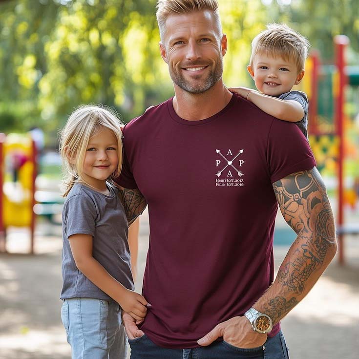 Personalised T-shirt with the Child's Name and Year of Birth Father's Day Gift HCMD0310
